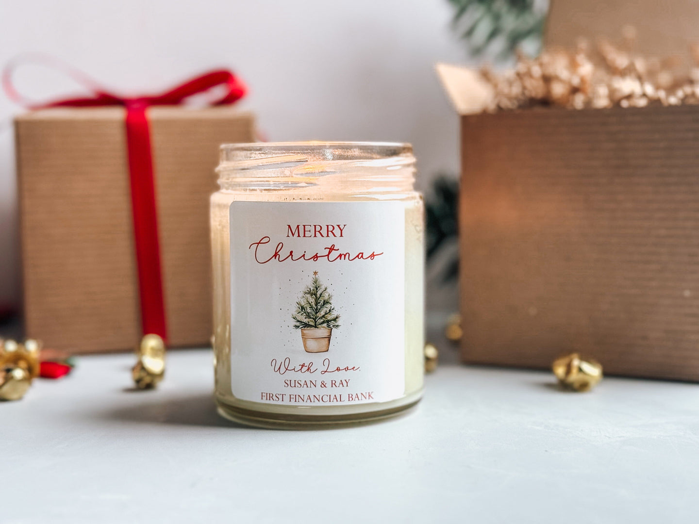 Personalized Merry Christmas Candle | Holiday Soy Candle | Christmas Tree Scented Candle | Christmas Table Decor | Stocking Stuffer Thegiftgalashop